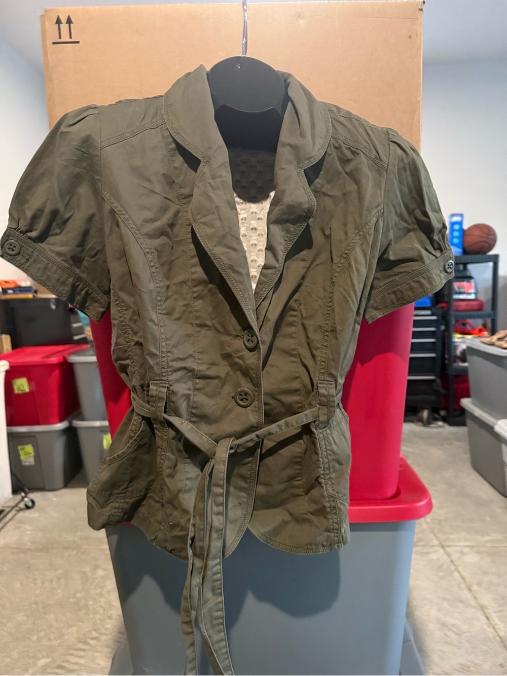 Women’s Short Sleeve Utility Jacket - Olive Green p34